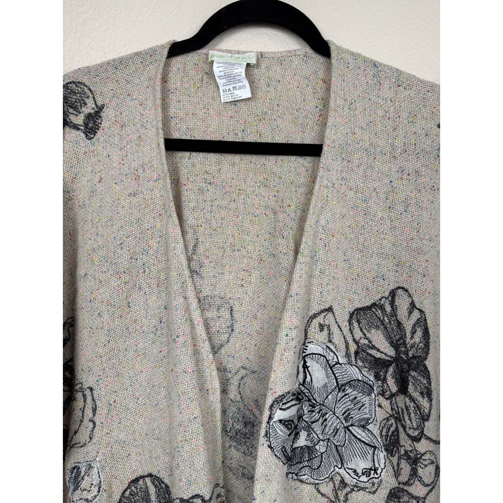 Pe'tanu By Pashma Anthropologie Cashmere Wool Silk Floral Kimono Cardigan Poncho - Picture 4 of 6